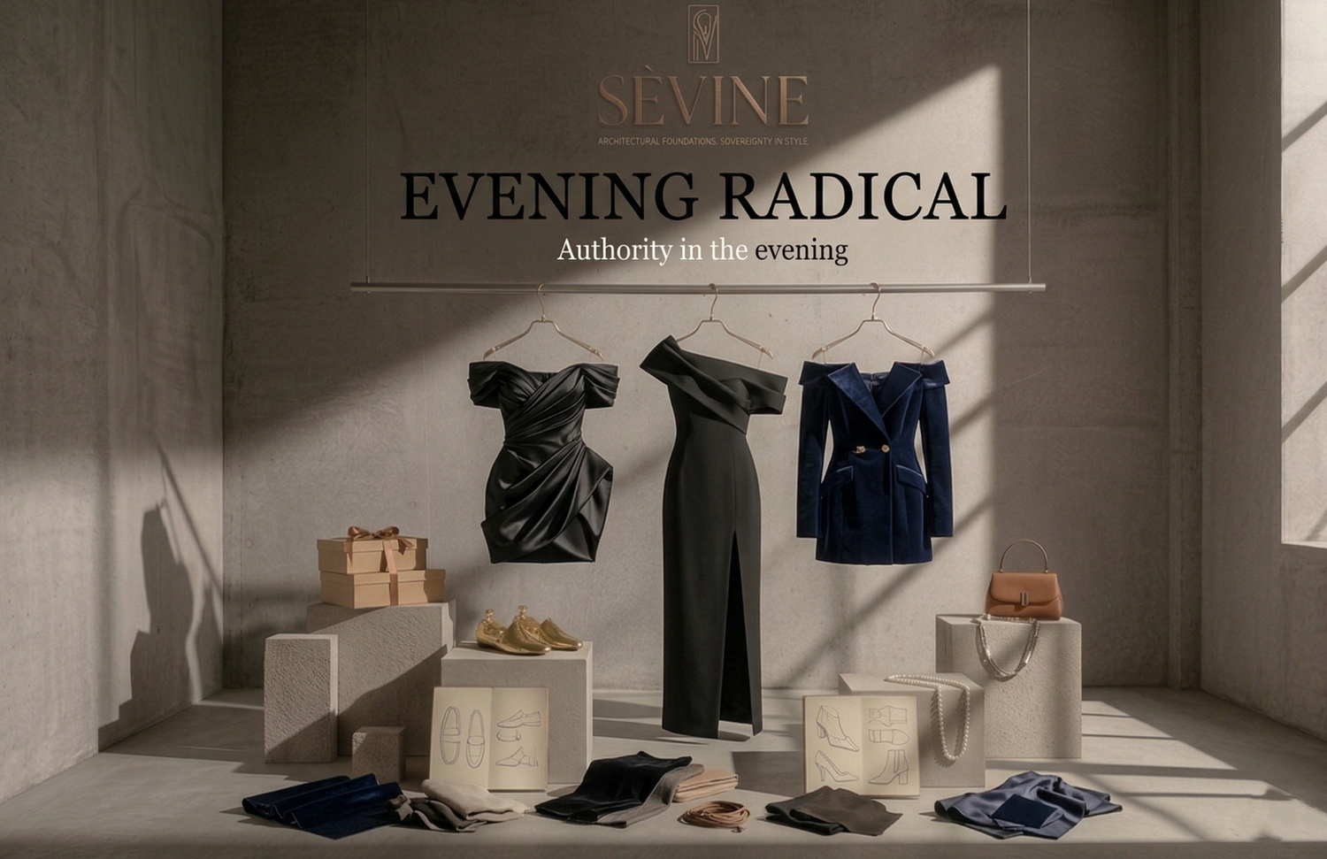 SÈVINE Evening Radical collection with off-shoulder dresses, mini dresses and elegant after-hours occasionwear