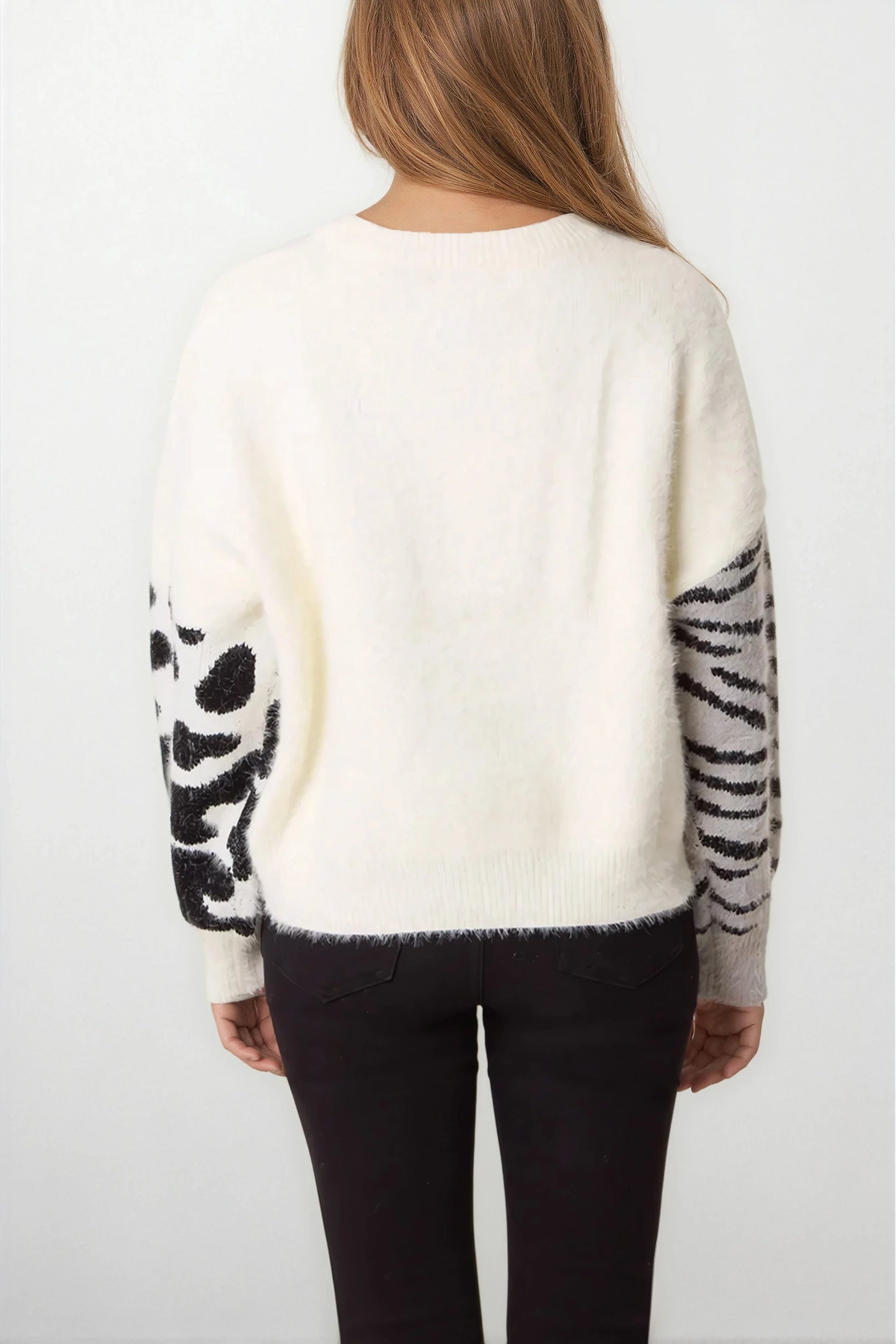 Ivory Mixed Animal Pattern Knit Jumper-3
