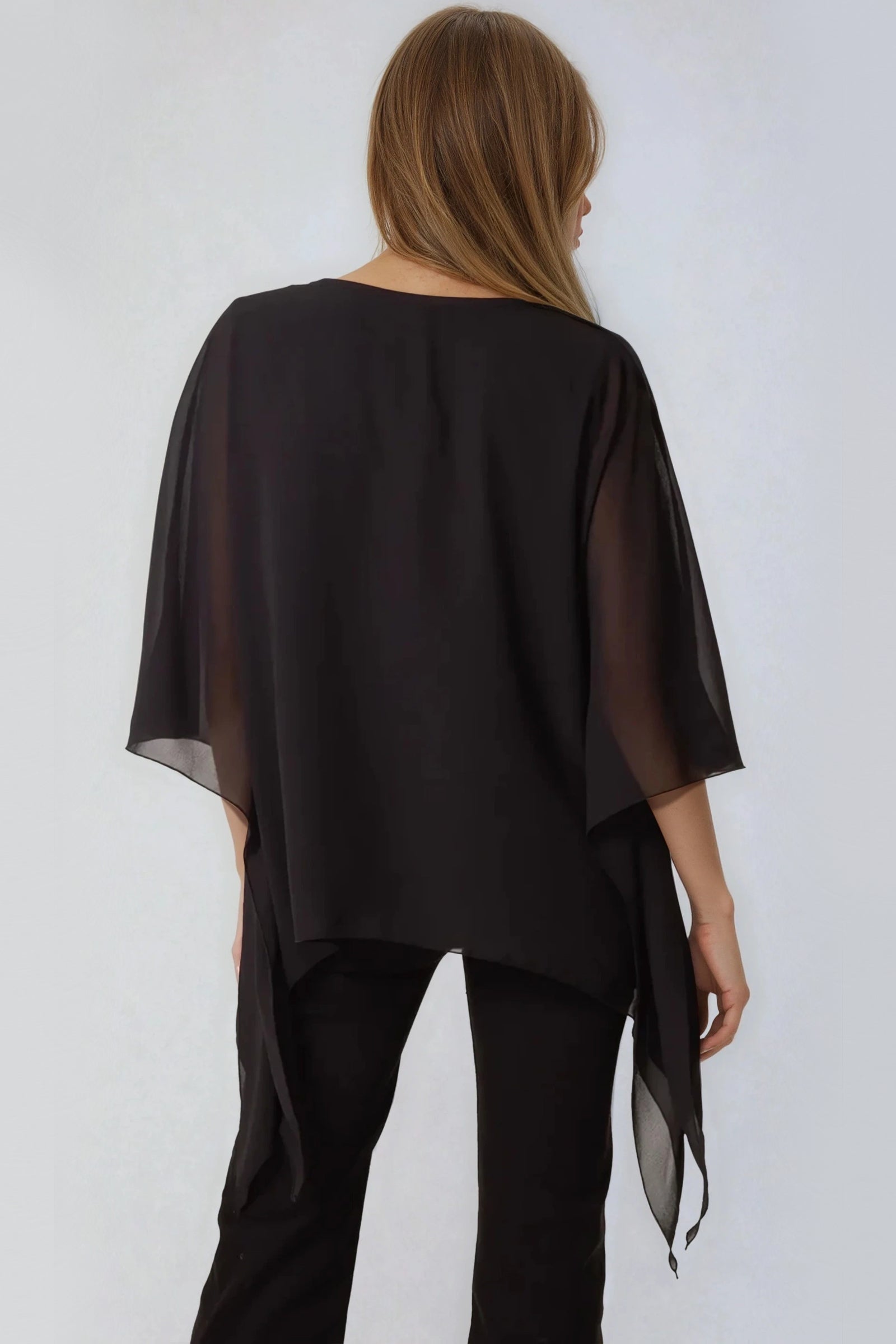 Black Embellished Mesh Top-3