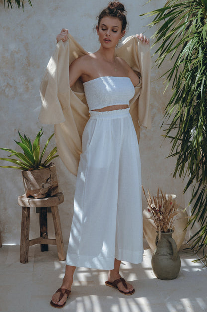 Delhi wide-leg linen trousers in natural slate by SÈVINE