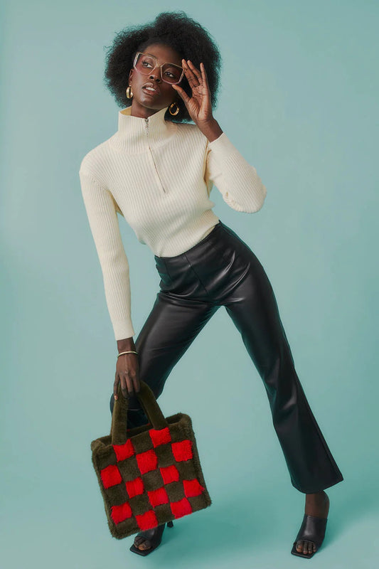 Aura funnel-neck rib jumper in alabaster cream by SÈVINE