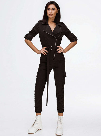 Kael asymmetric jumpsuit in midnight black by SÈVINE