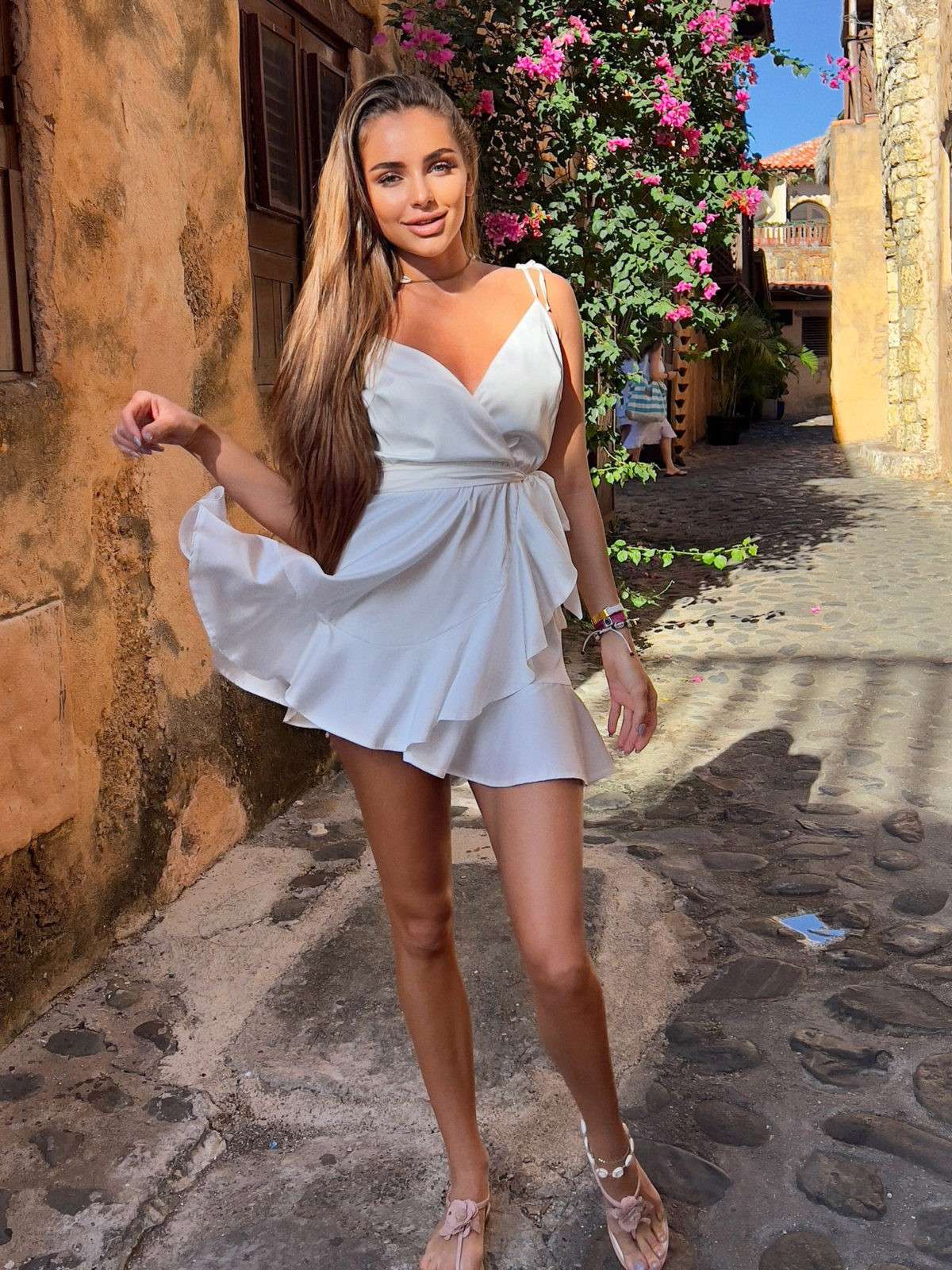 Spaghetti Summer Dress With Playful Ruffle Skirt-0