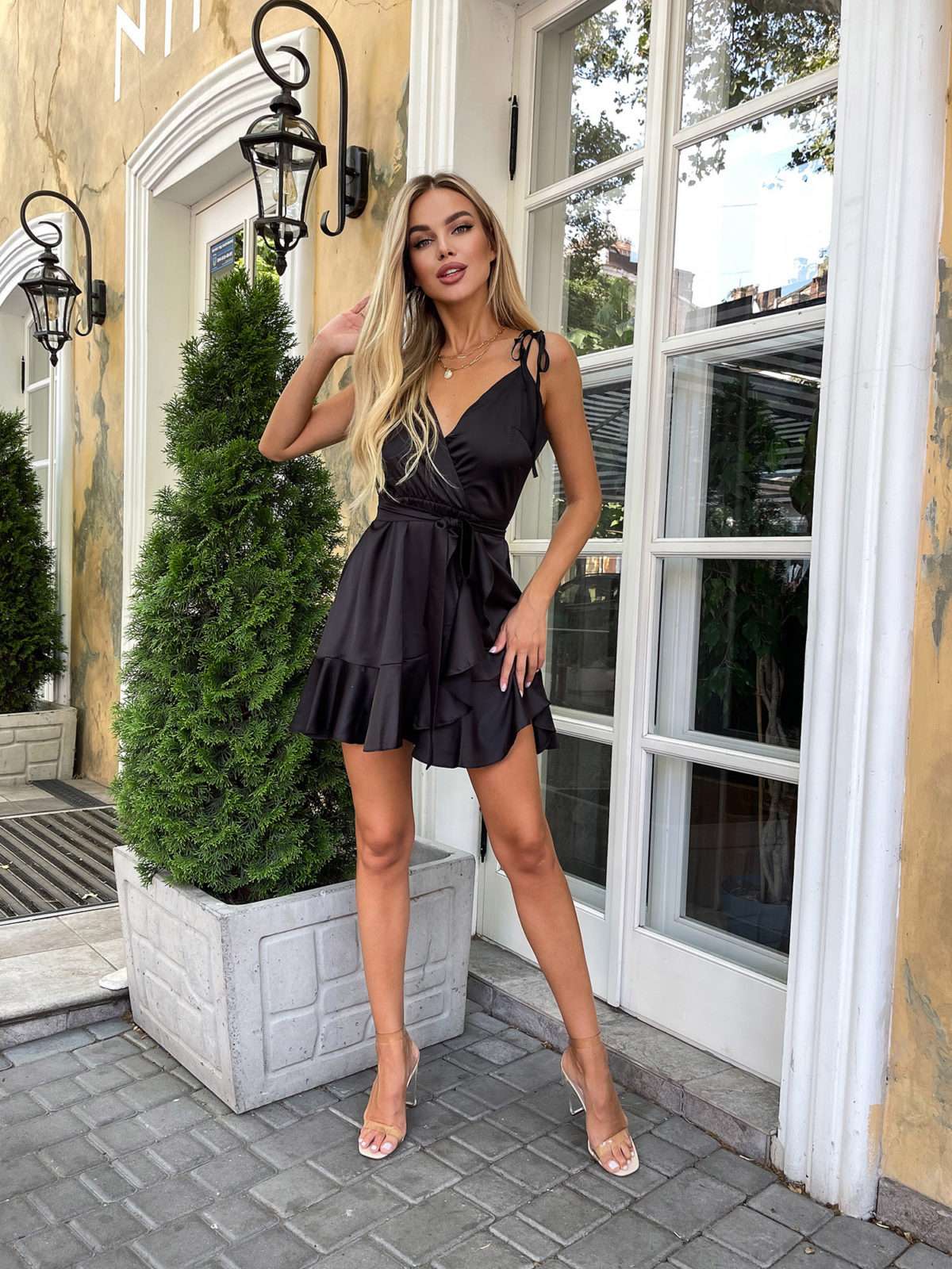 Spaghetti Summer Dress With Playful Ruffle Skirt-18