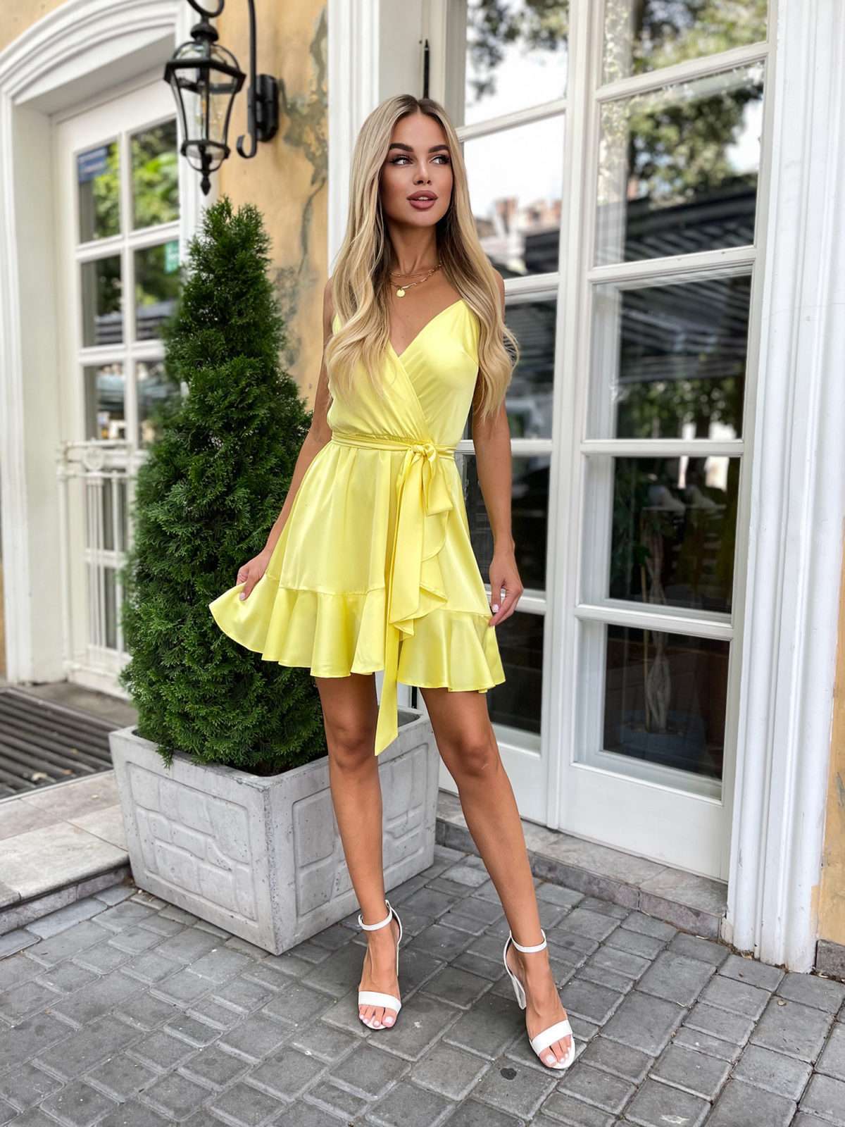 Spaghetti Summer Dress With Playful Ruffle Skirt-35