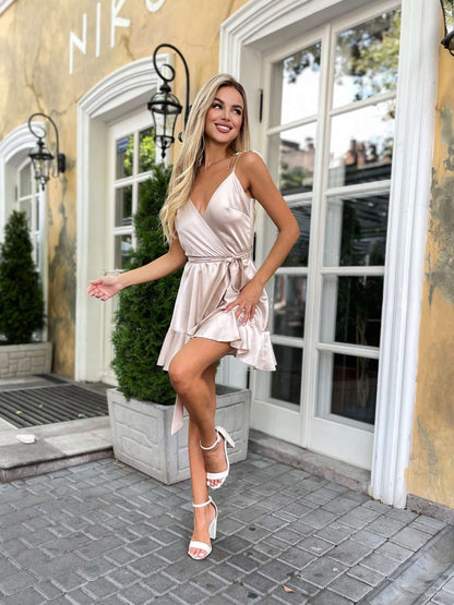 Spaghetti Summer Dress With Playful Ruffle Skirt-44