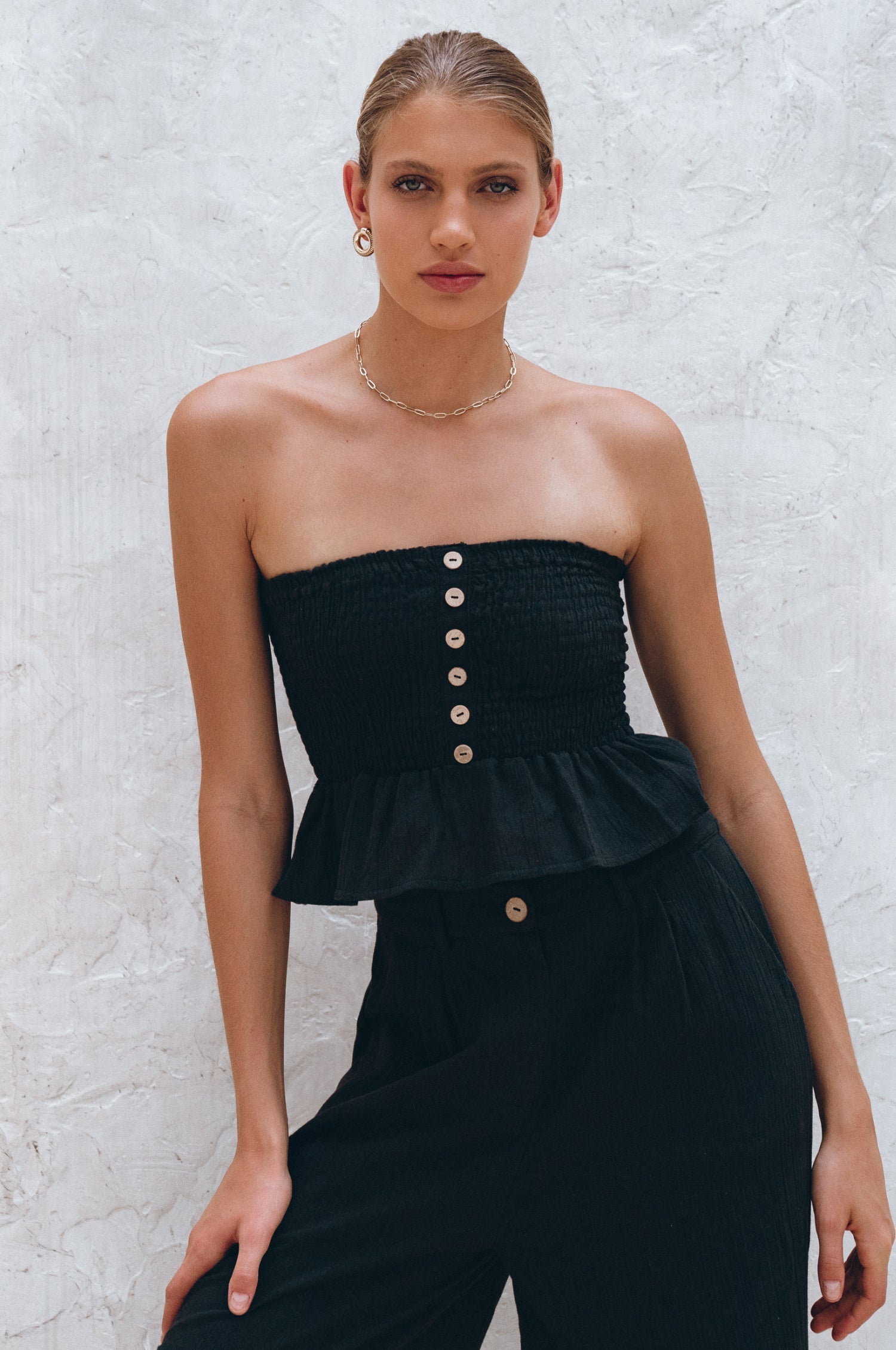 Laura Smocked Linen Top-2