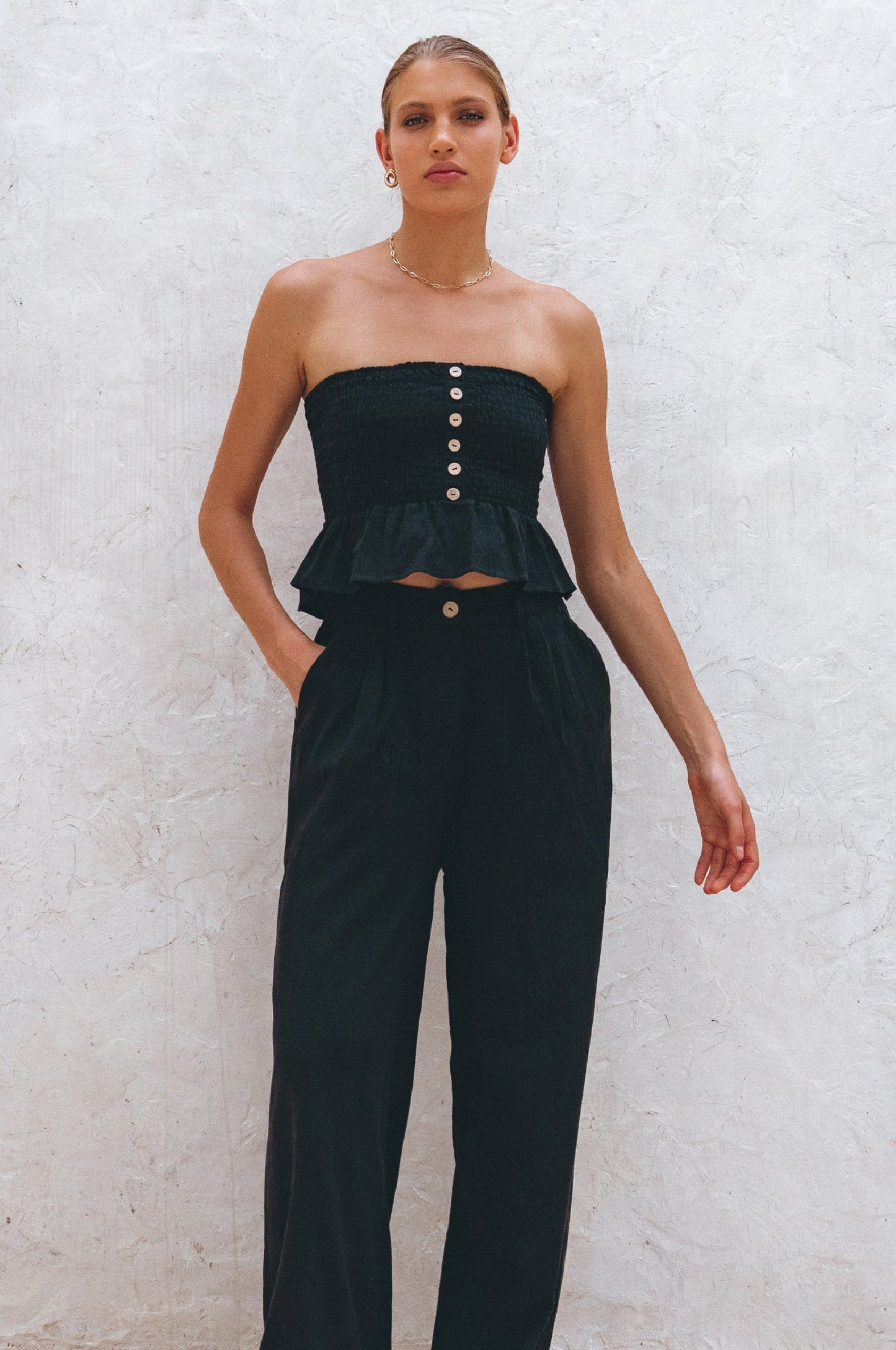 Laura Smocked Linen Top-1