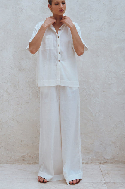 Raya Wide Leg Linen Pants-5