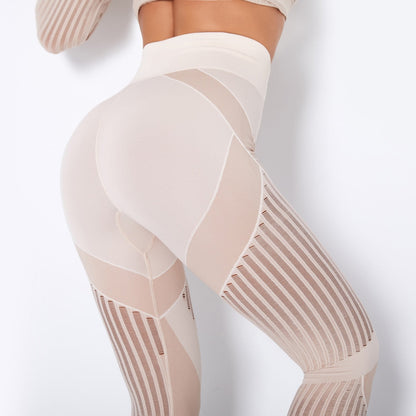 Two tone sculpting performance leggings with breathable stripe panels