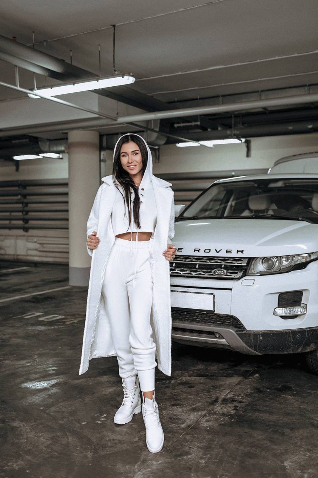 Juno longline funnel-neck coat in slate grey by SÈVINE